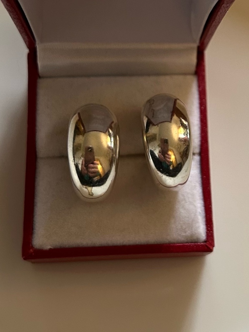 Vintage Sterling Silver Dome Hoop Earrings